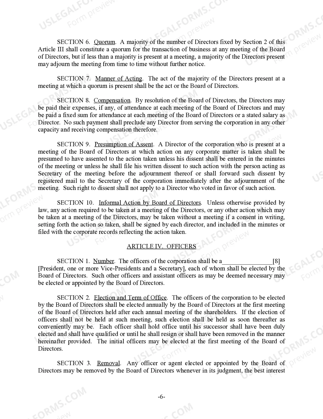 Preview Georgia Bylaws for Corporation