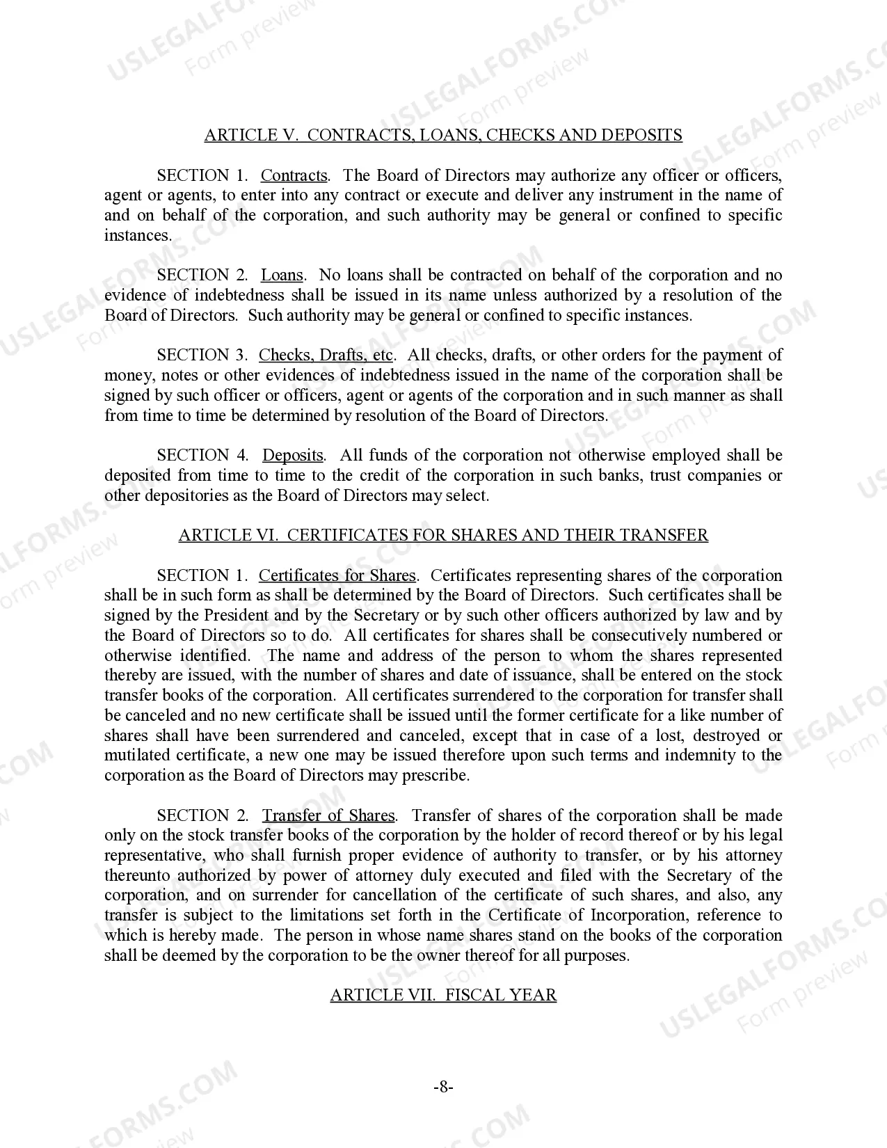 Preview Georgia Bylaws for Corporation