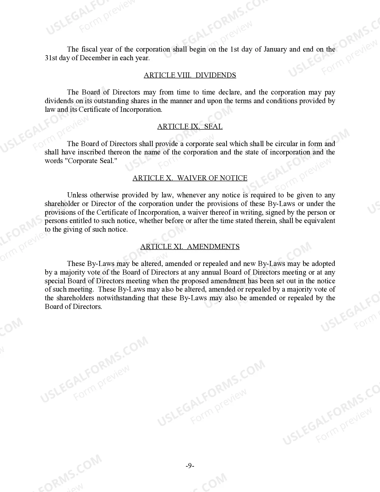 Preview Georgia Bylaws for Corporation