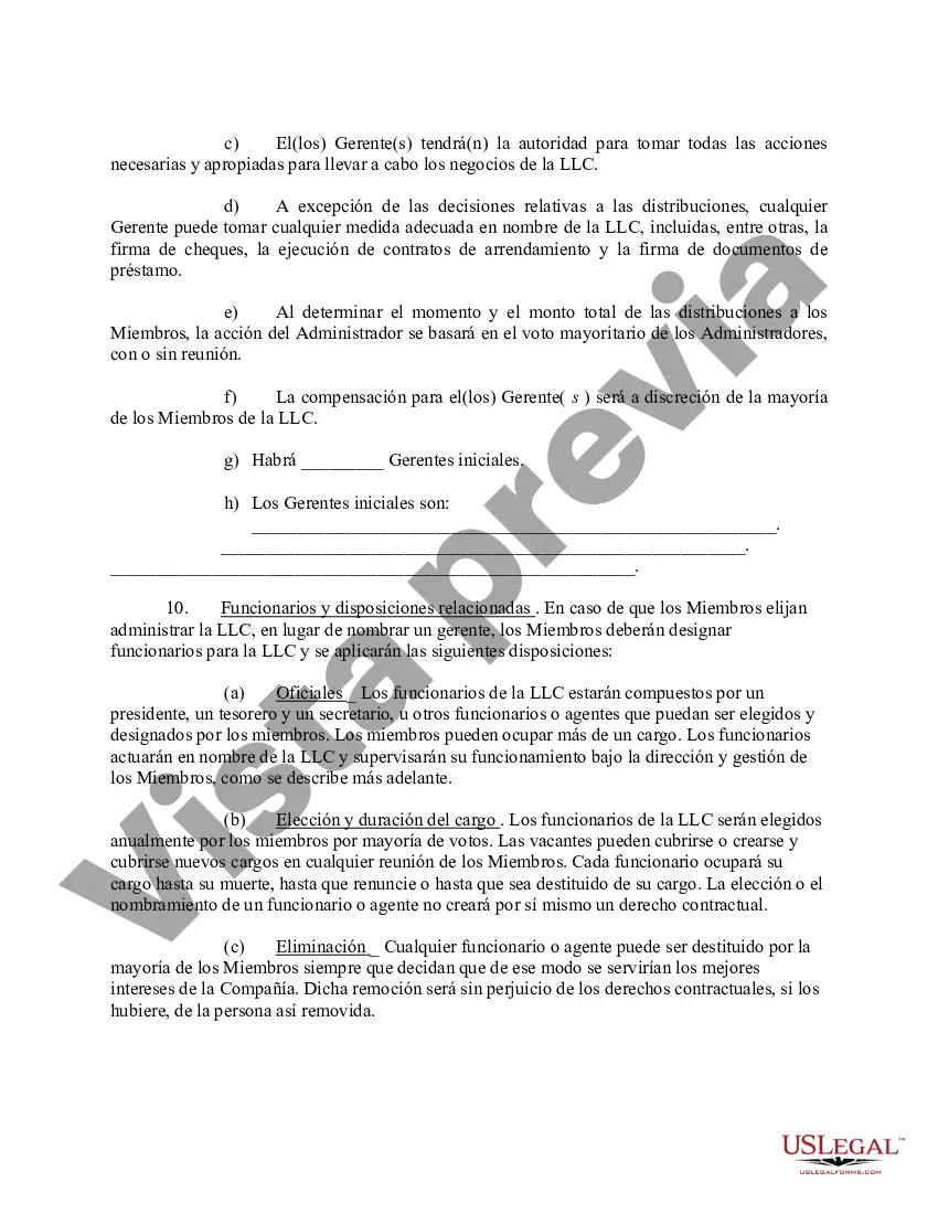 Preview Acuerdo Operativo de Sociedad de Responsabilidad Limitada LLC