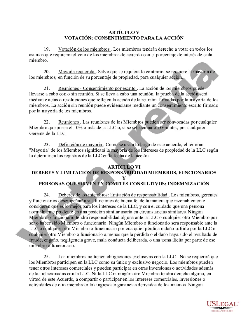 Preview Acuerdo Operativo de Sociedad de Responsabilidad Limitada LLC