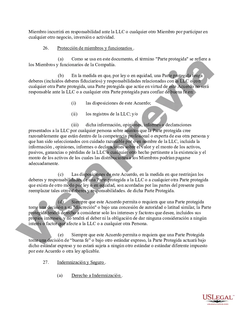 Preview Acuerdo Operativo de Sociedad de Responsabilidad Limitada LLC