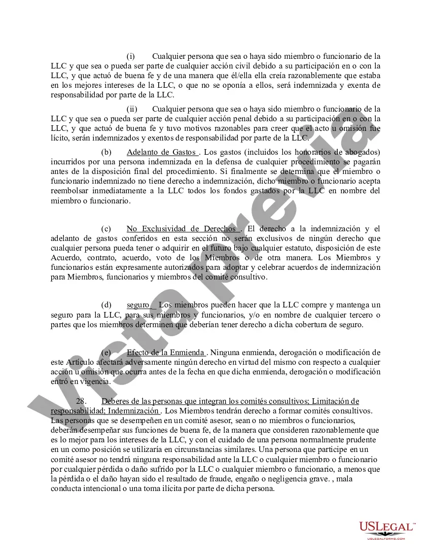 Preview Acuerdo Operativo de Sociedad de Responsabilidad Limitada LLC
