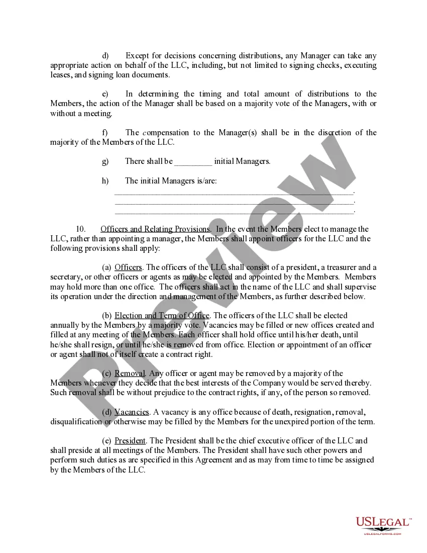 Preview Limited Liability Company LLC Operating Agreement