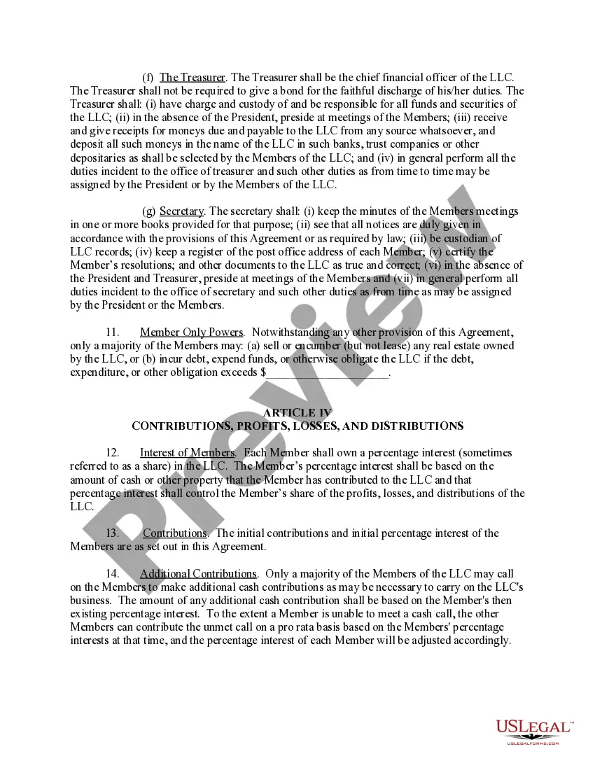 Preview Limited Liability Company LLC Operating Agreement