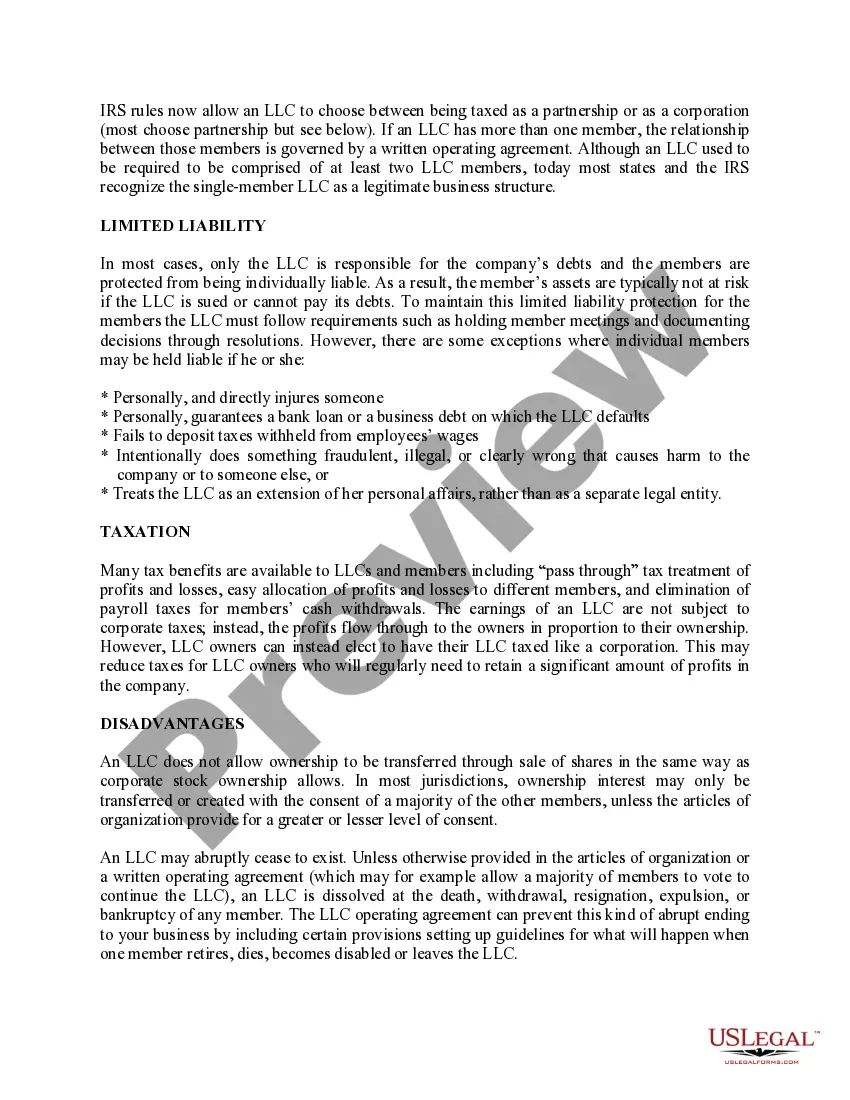 Preview Georgia Limited Liability Company LLC Formation Package