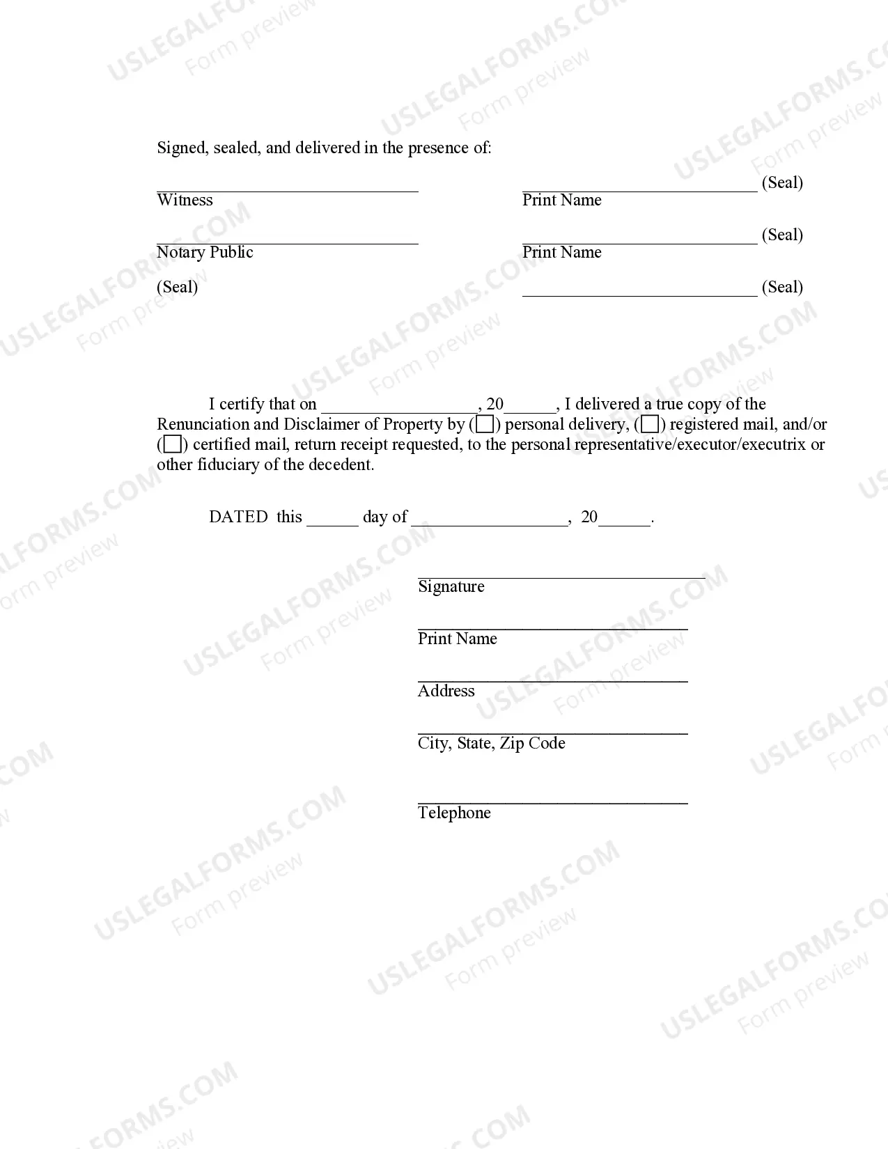 Preview Georgia Renunciation And Disclaimer of Property from Will by Testate