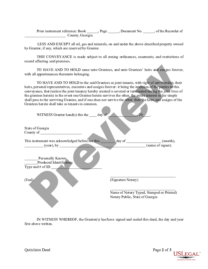 Georgia Quitclaim Deed From Individual To Husband And Wife Us Legal Forms 0536