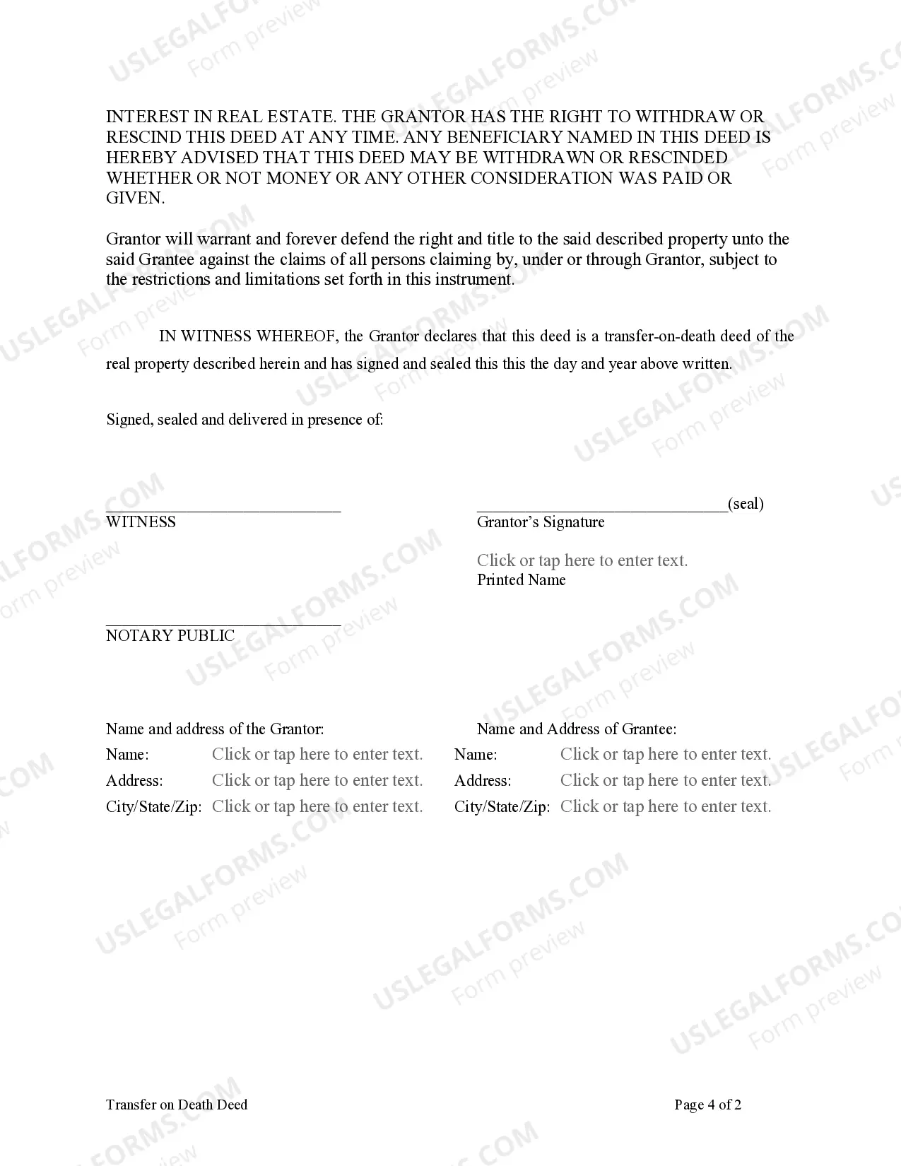 Preview Enhanced Life Estate Warranty Deed from Individual to Individual