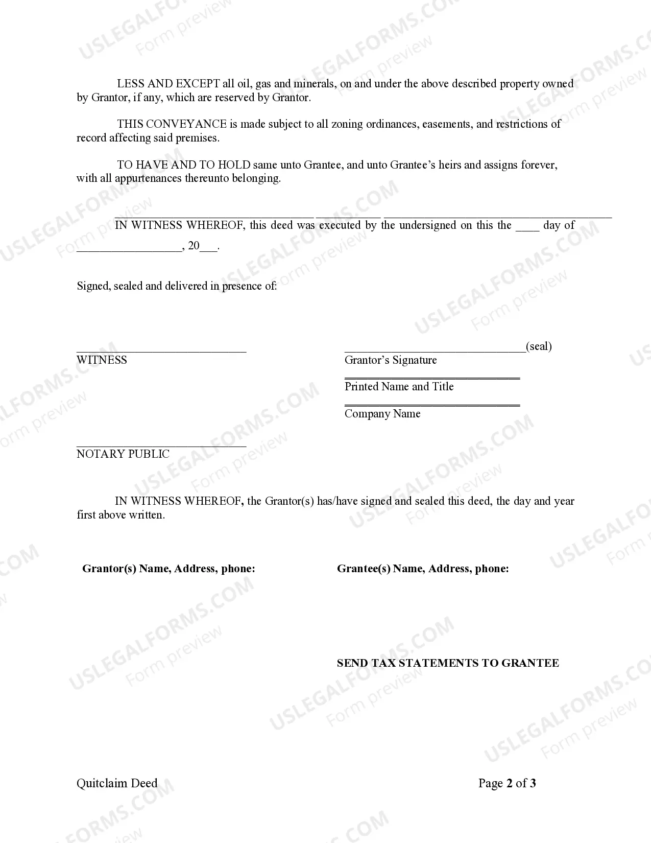 Preview Quitclaim Deed from Corporation to Individual