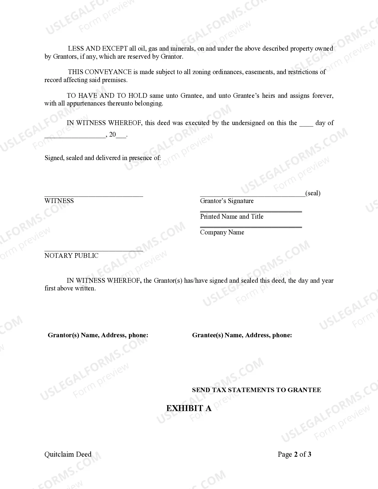 Preview Quitclaim Deed from Corporation to LLC