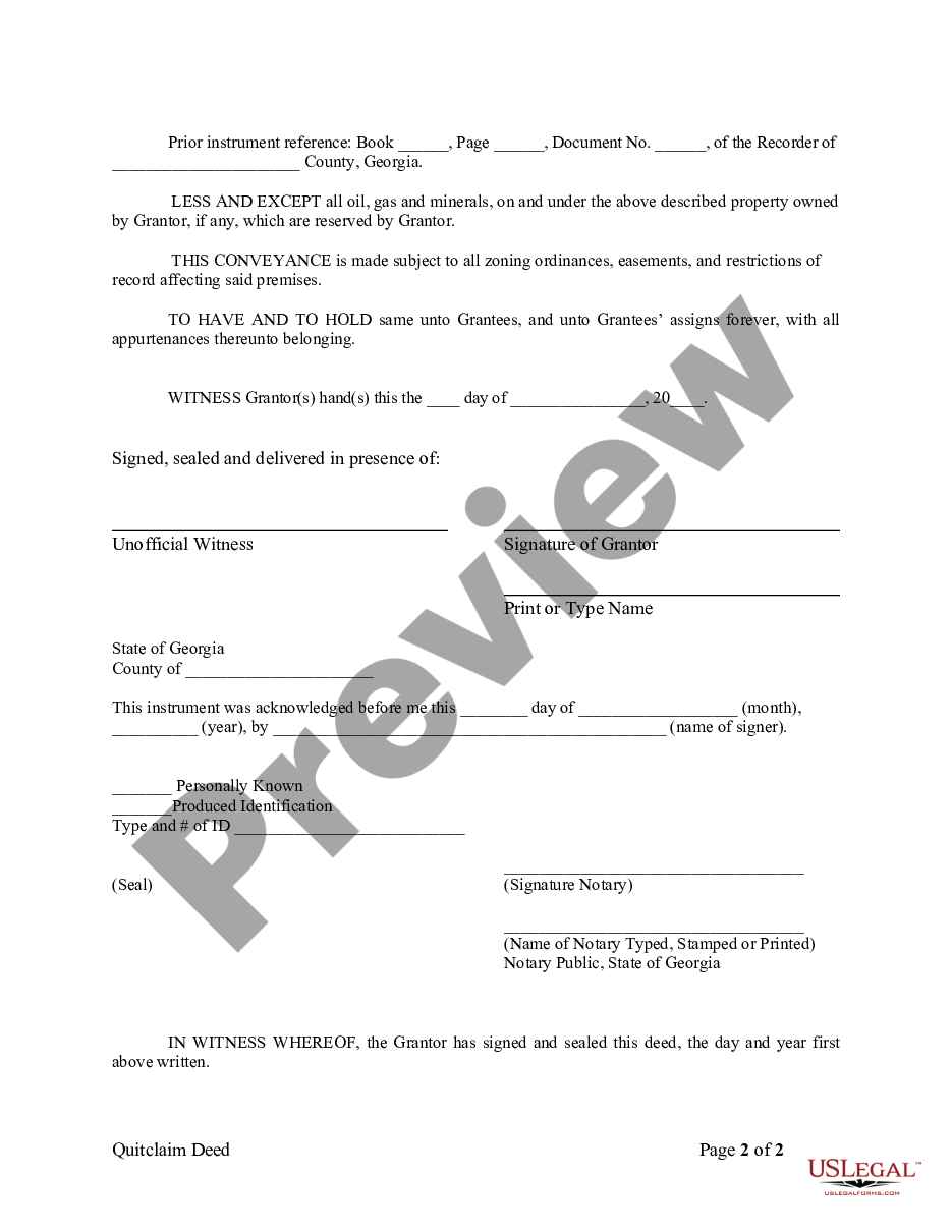 Georgia Quitclaim Deed From Husband To Himself And Wife Quitclaim Deed Property Us Legal Forms 9607