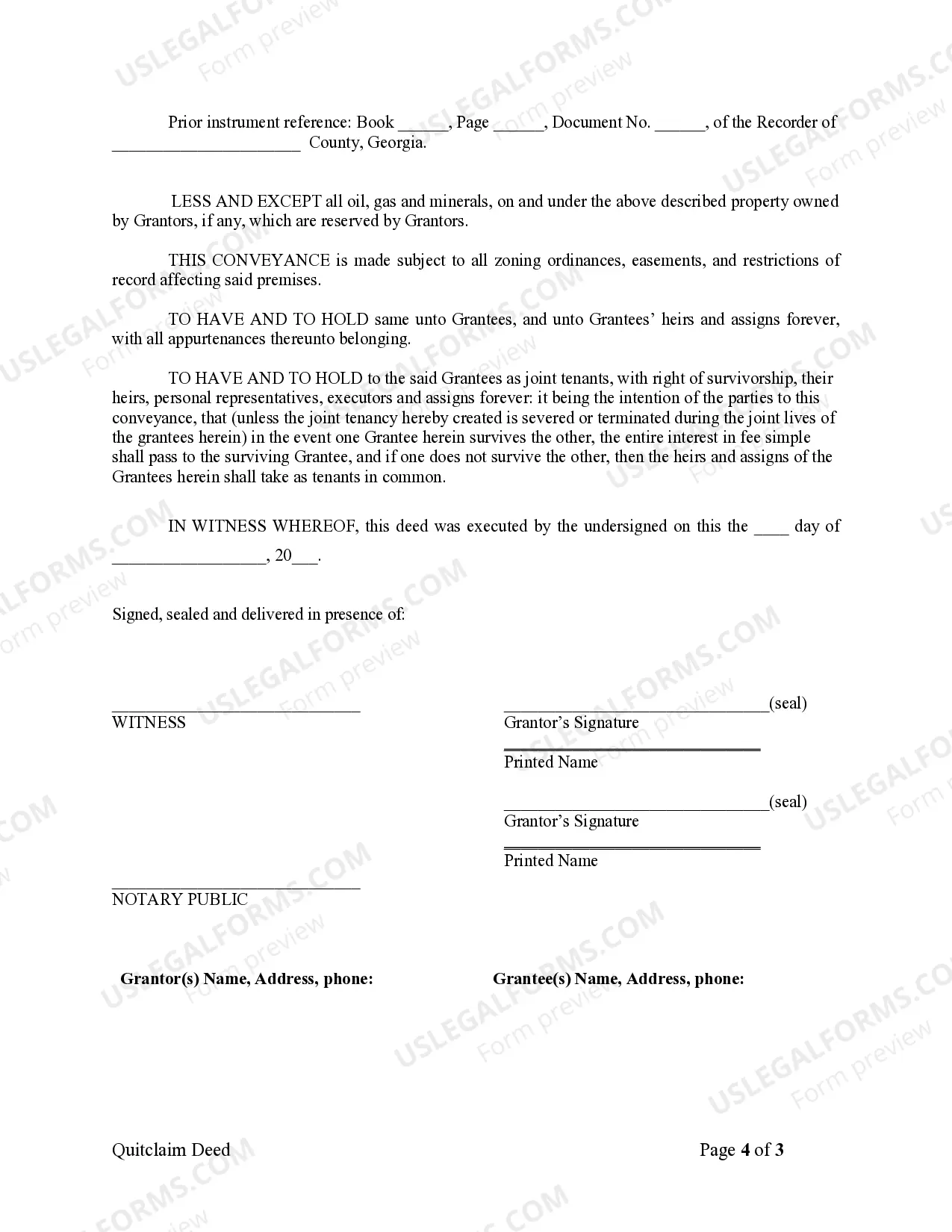 Preview Quitclaim Deed from Husband and Wife to Husband and Wife