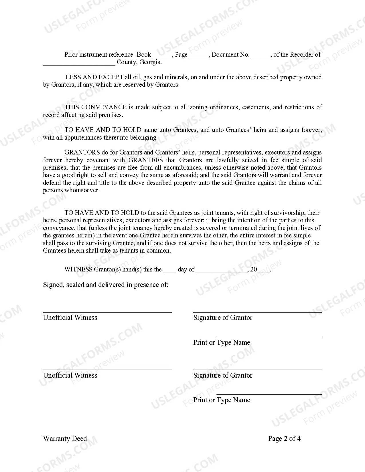 Preview Warranty Deed from Husband and Wife to Husband and Wife
