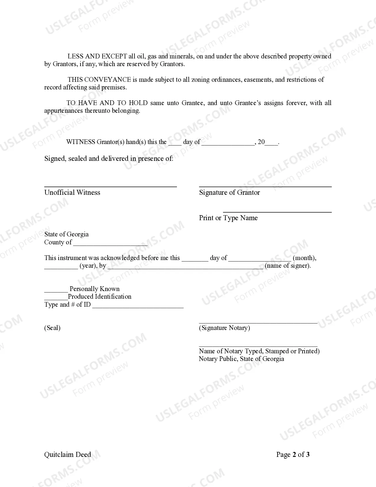 Preview Quitclaim Deed from Husband and Wife to an Individual