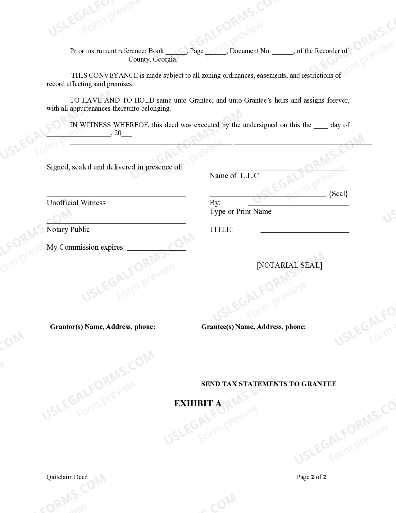 Preview Quitclaim Deed from LLC to LLC