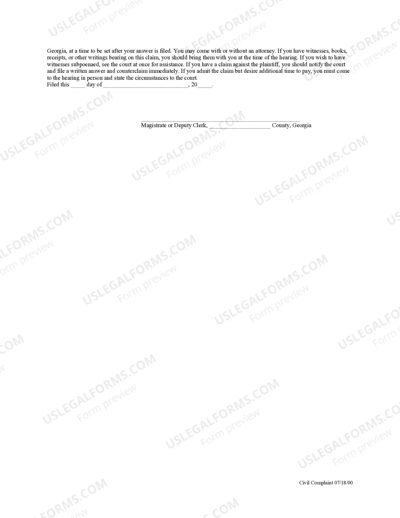 Preview Statement of Claim