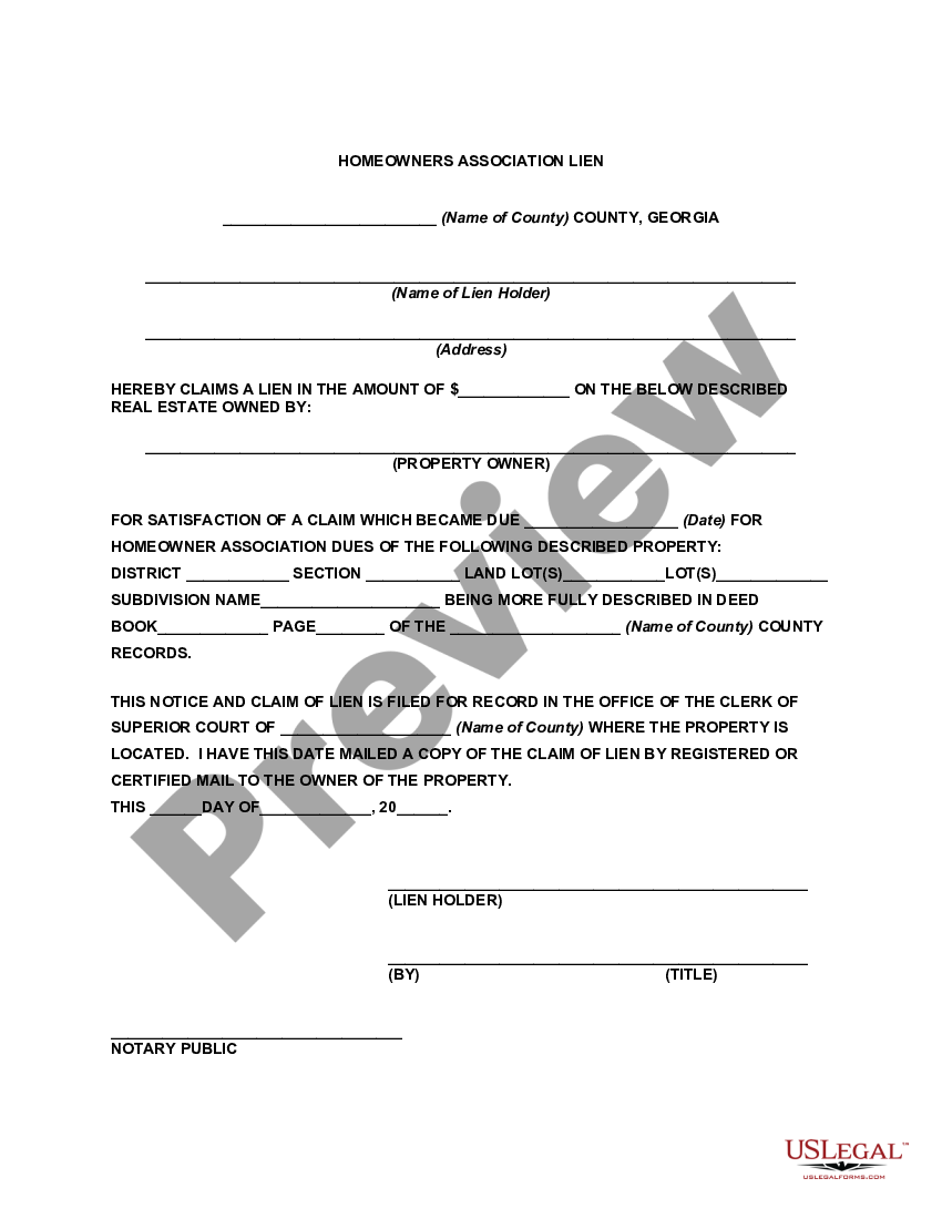 Georgia Homeowners Association Lien Georgia Homeowners Association Us Legal Forms 4531