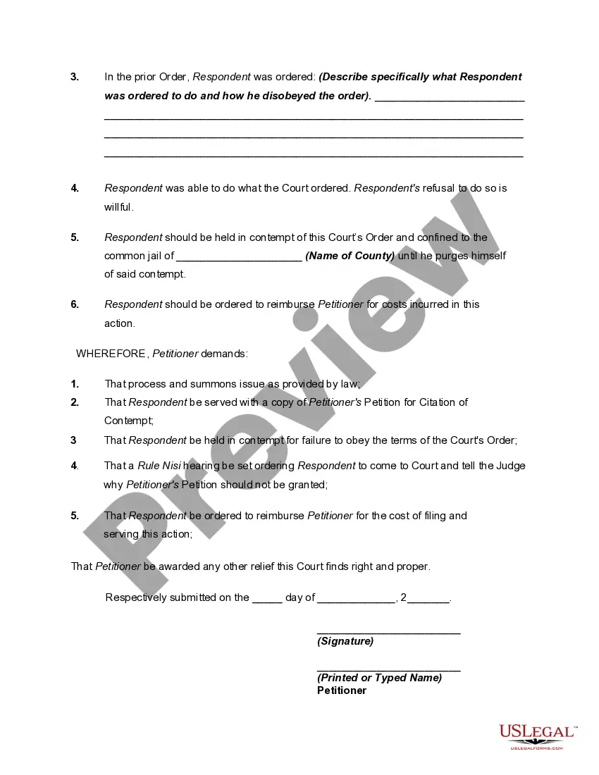Get Petition for Citation of Contempt for the State of Georgia Preview Petition for Citation of Contempt for the State of Georgia