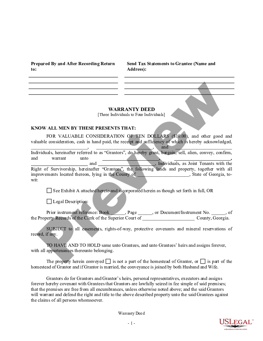 Georgia Warranty Deed - Ga Warranty Deed | US Legal Forms