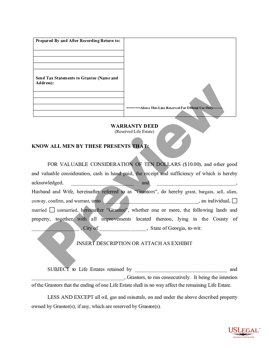page 3 Warranty Deed to Child Reserving a Life Estate in the Parents preview