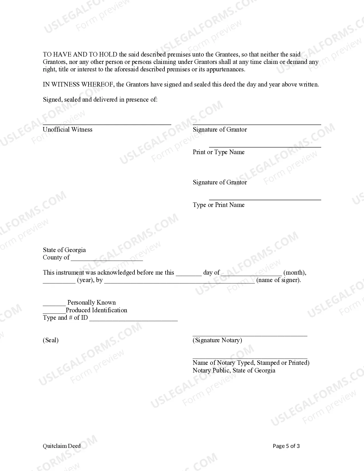 Preview Quitclaim Deed - Two Individuals to Three Individuals