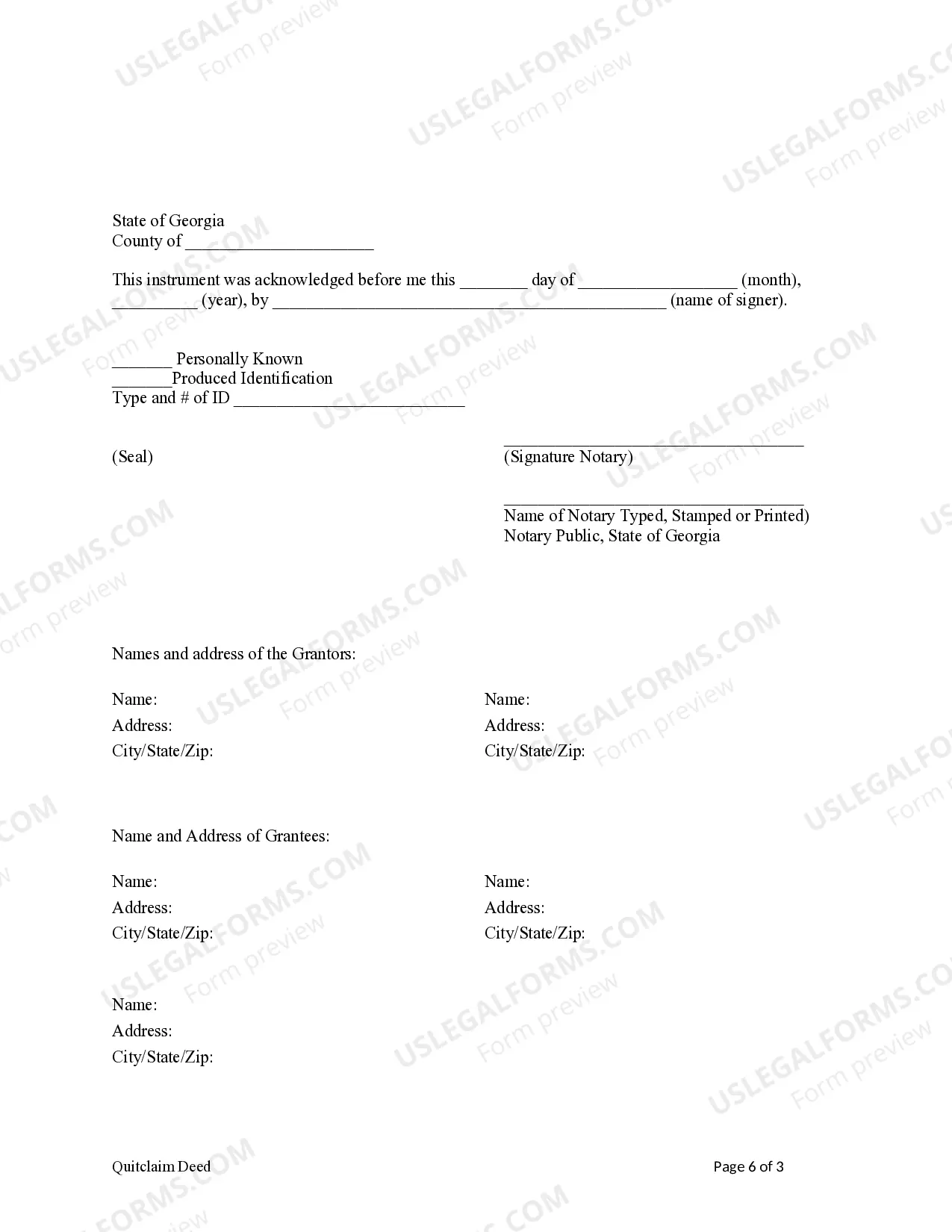 Preview Quitclaim Deed - Two Individuals to Three Individuals