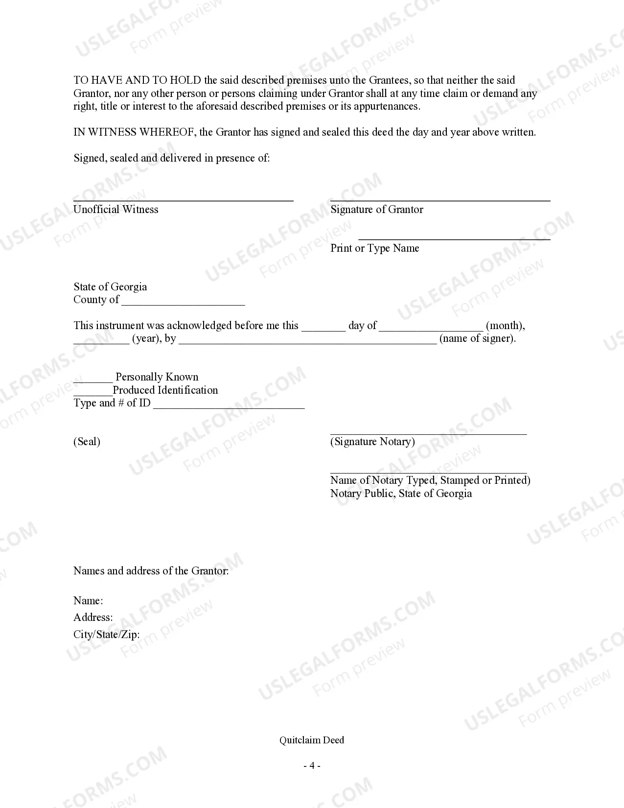 Preview Quitclaim Deed - One Individual to Three Individuals