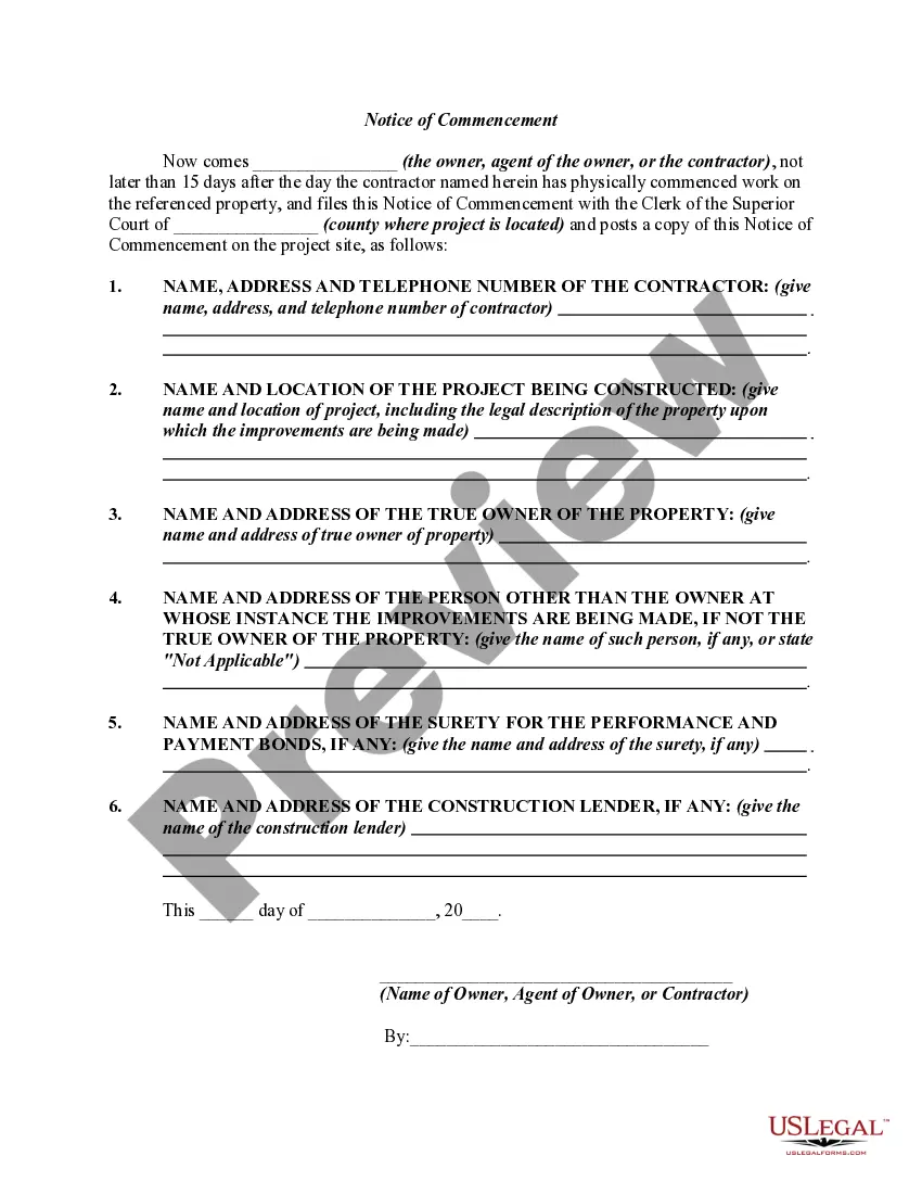 Preview Notice of Commencement