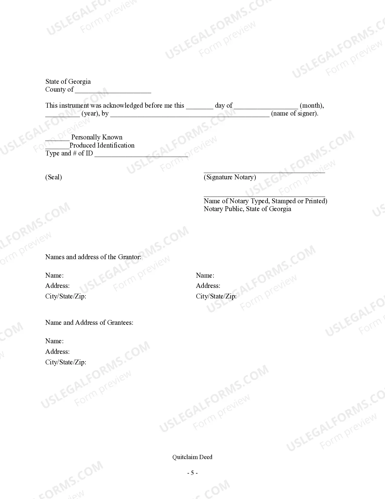Preview Quitclaim Deed from Two Individuals to One Individual