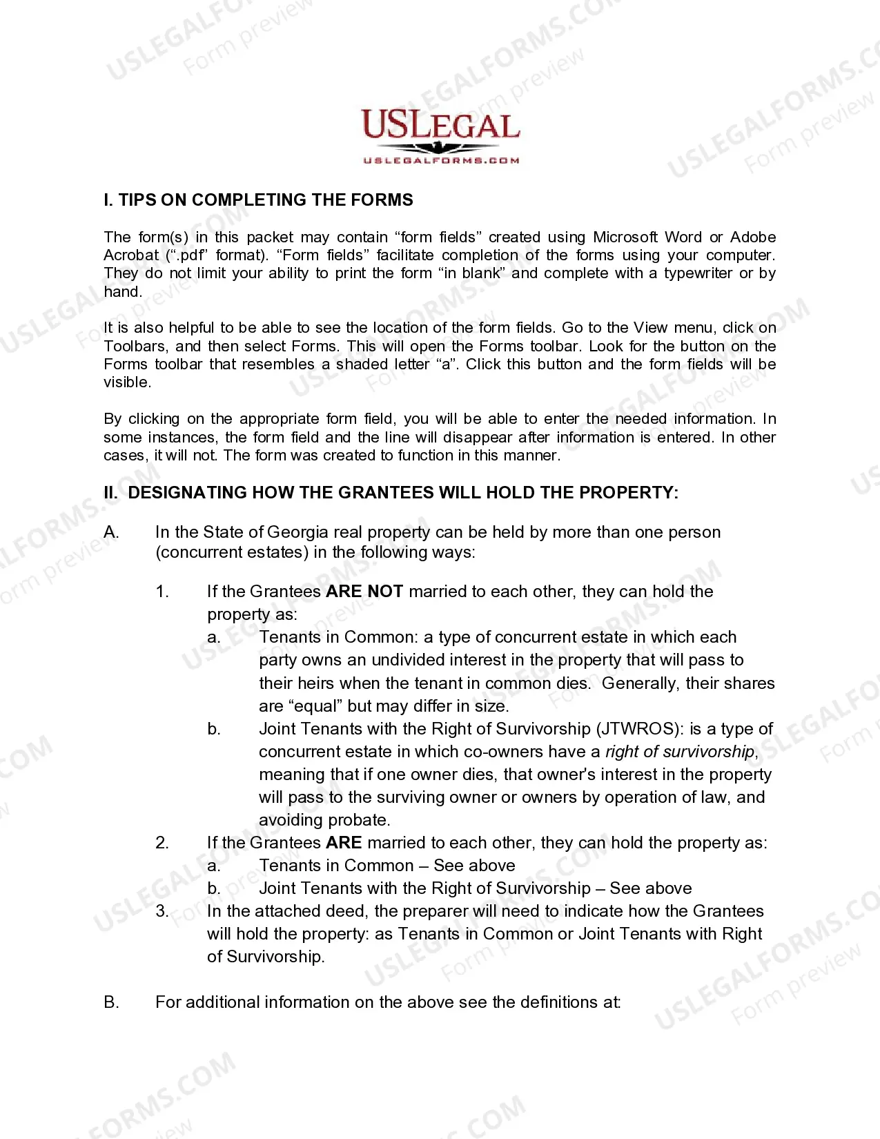 Preview Warranty Deed from Two Individuals / Husband and Wife to Three Individuals