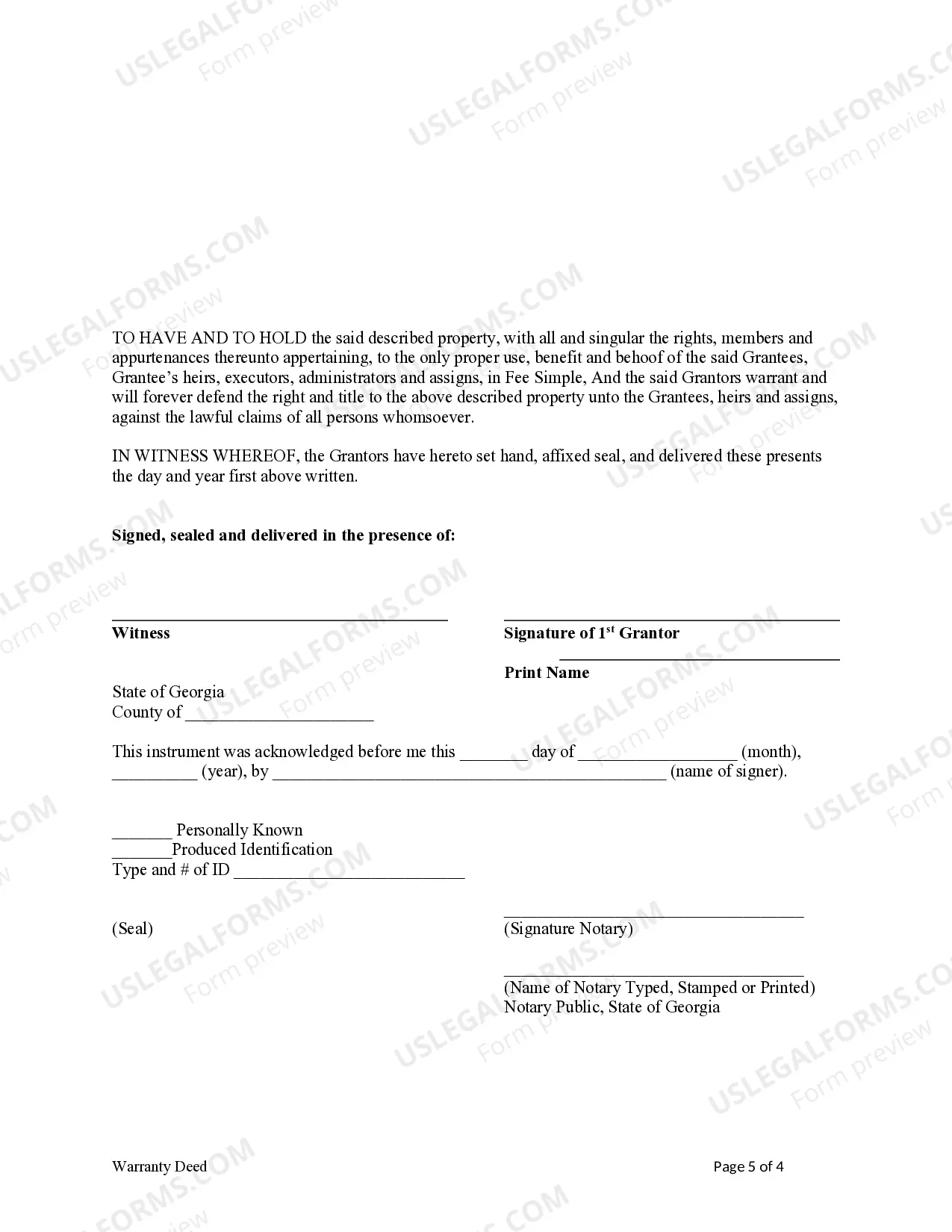 Preview Warranty Deed from Two Individuals / Husband and Wife to Three Individuals