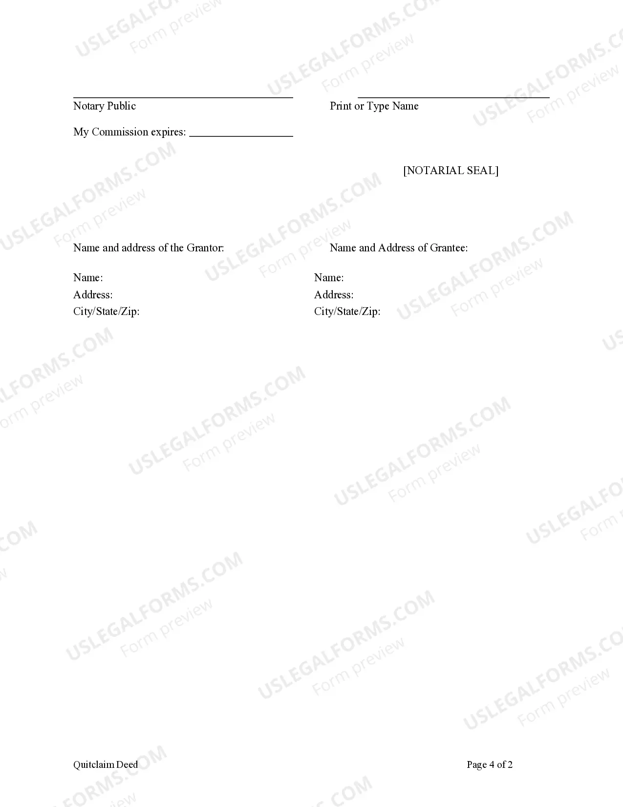 Preview Quitclaim - Time-Share from an Individual to an Individual