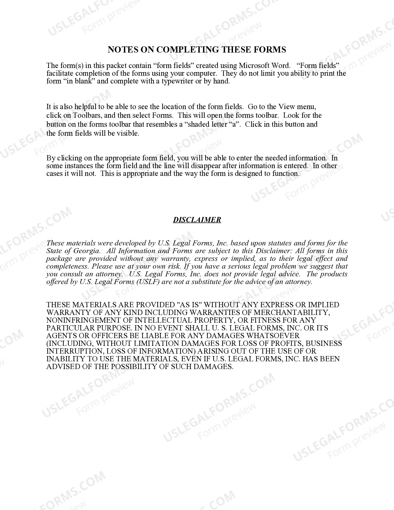 Preview Georgia Renunciation And Disclaimer of Property received by Intestate Succession