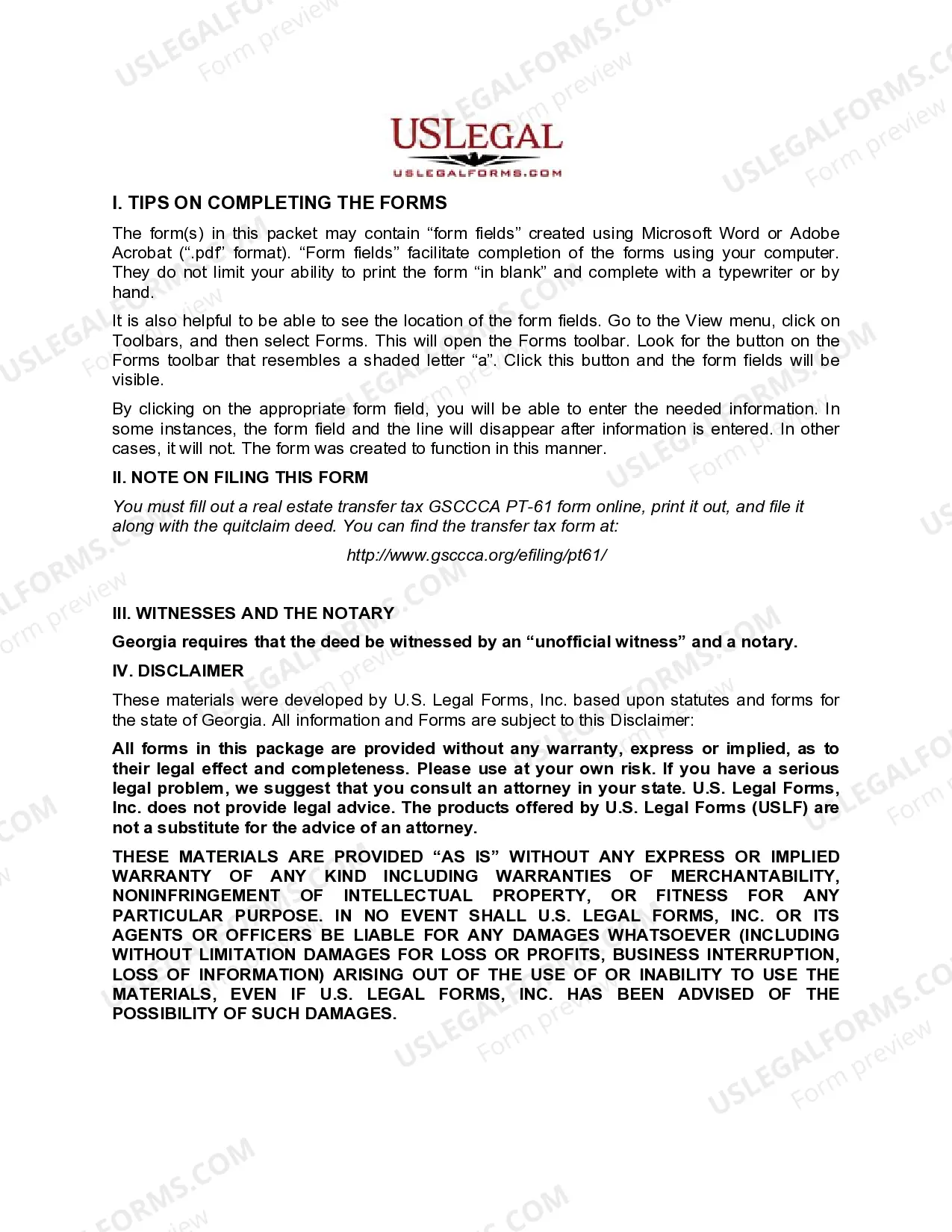 Preview Quitclaim Deed - Individual to a Trust