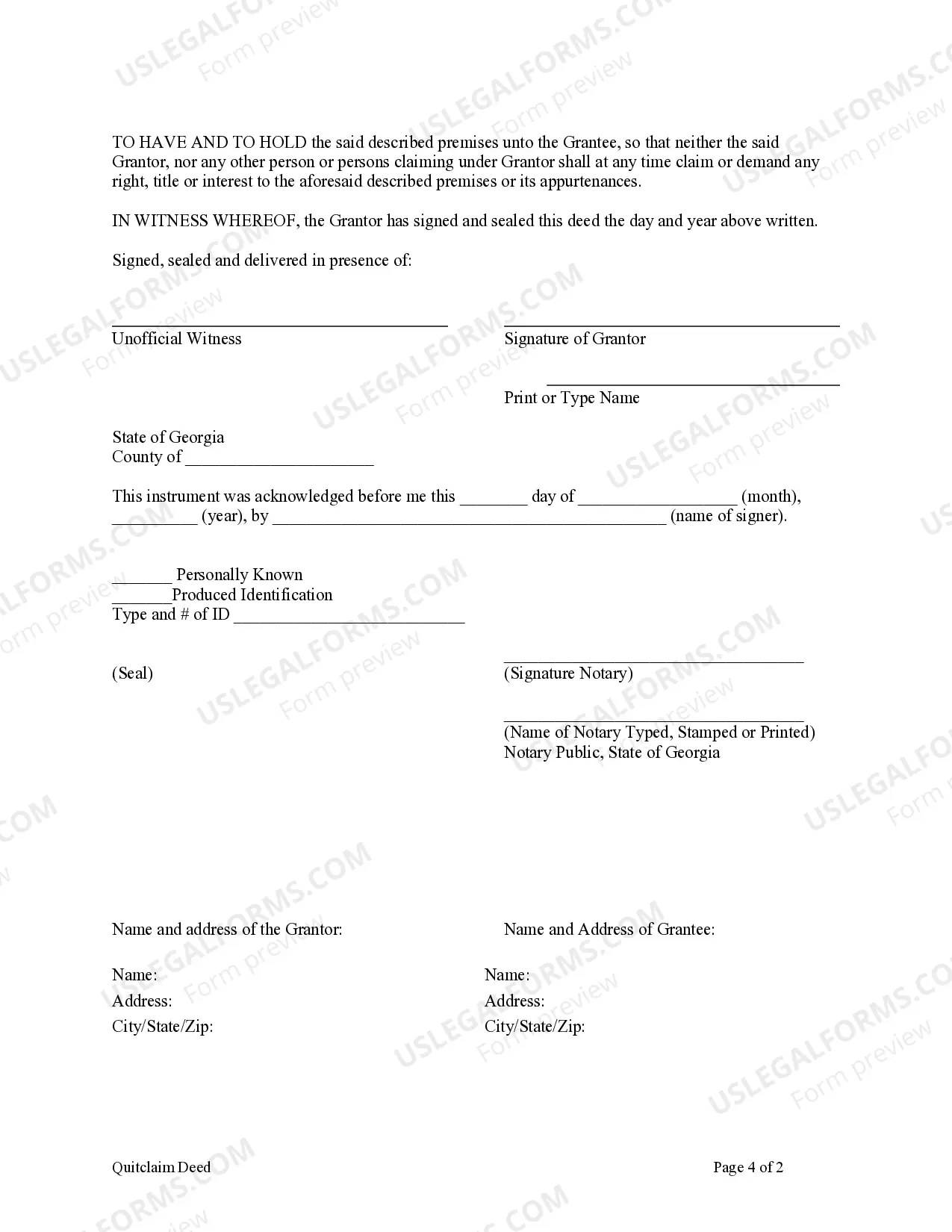 Preview Quitclaim Deed - Individual to a Trust