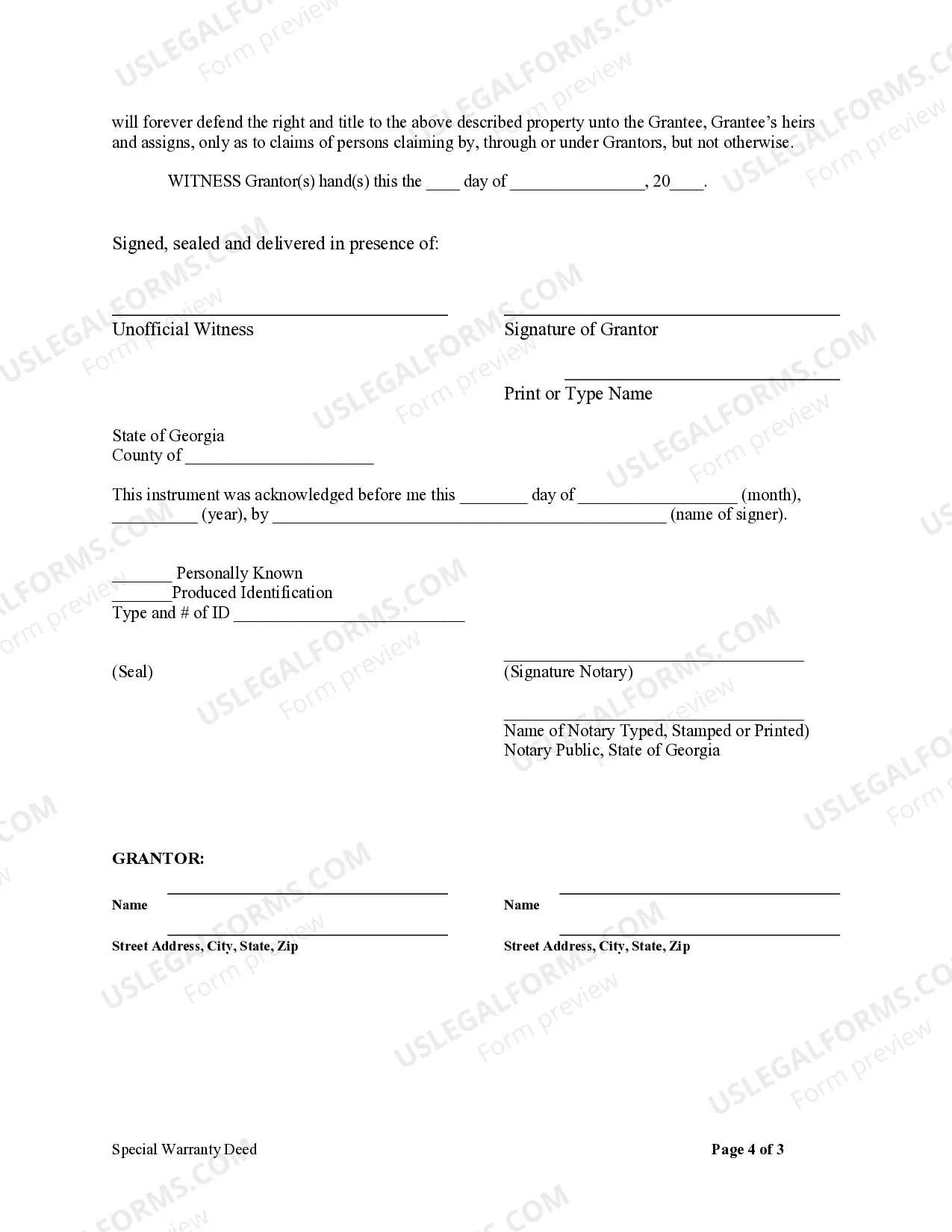 Preview Special Warranty Deed - Individual and Trust to Individual