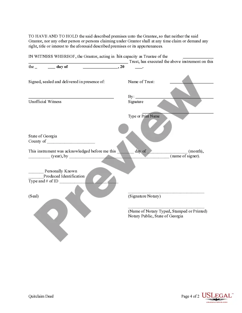 Get Quitclaim Deed from a Trust to an Individual Preview Quitclaim Deed from a Trust to an Individual