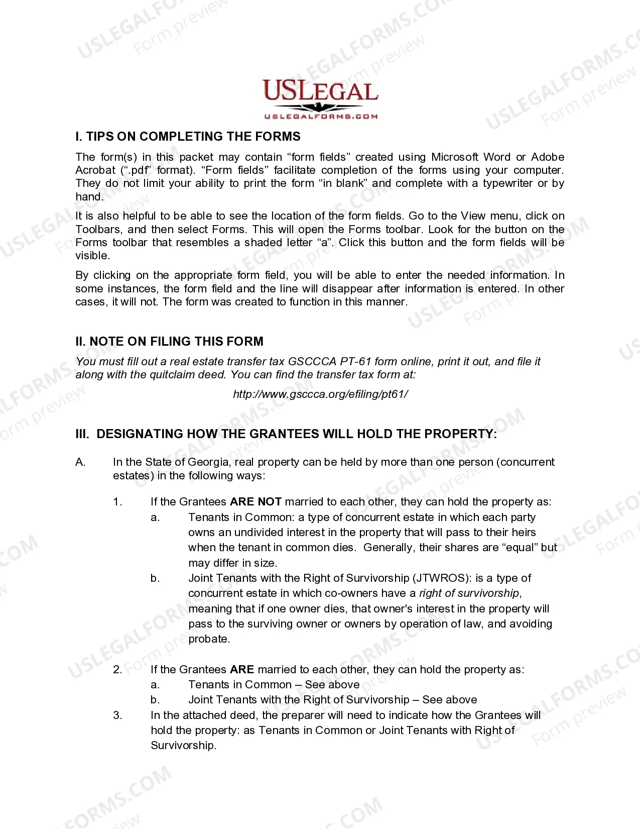 Preview Quitclaim Deed - Two Individuals to Six Individuals