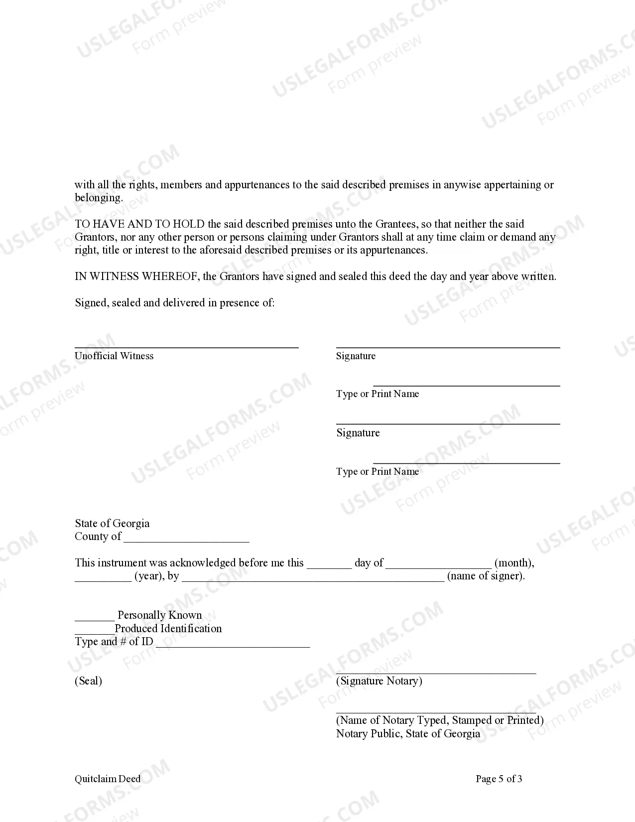 Preview Quitclaim Deed - Two Individuals to Six Individuals