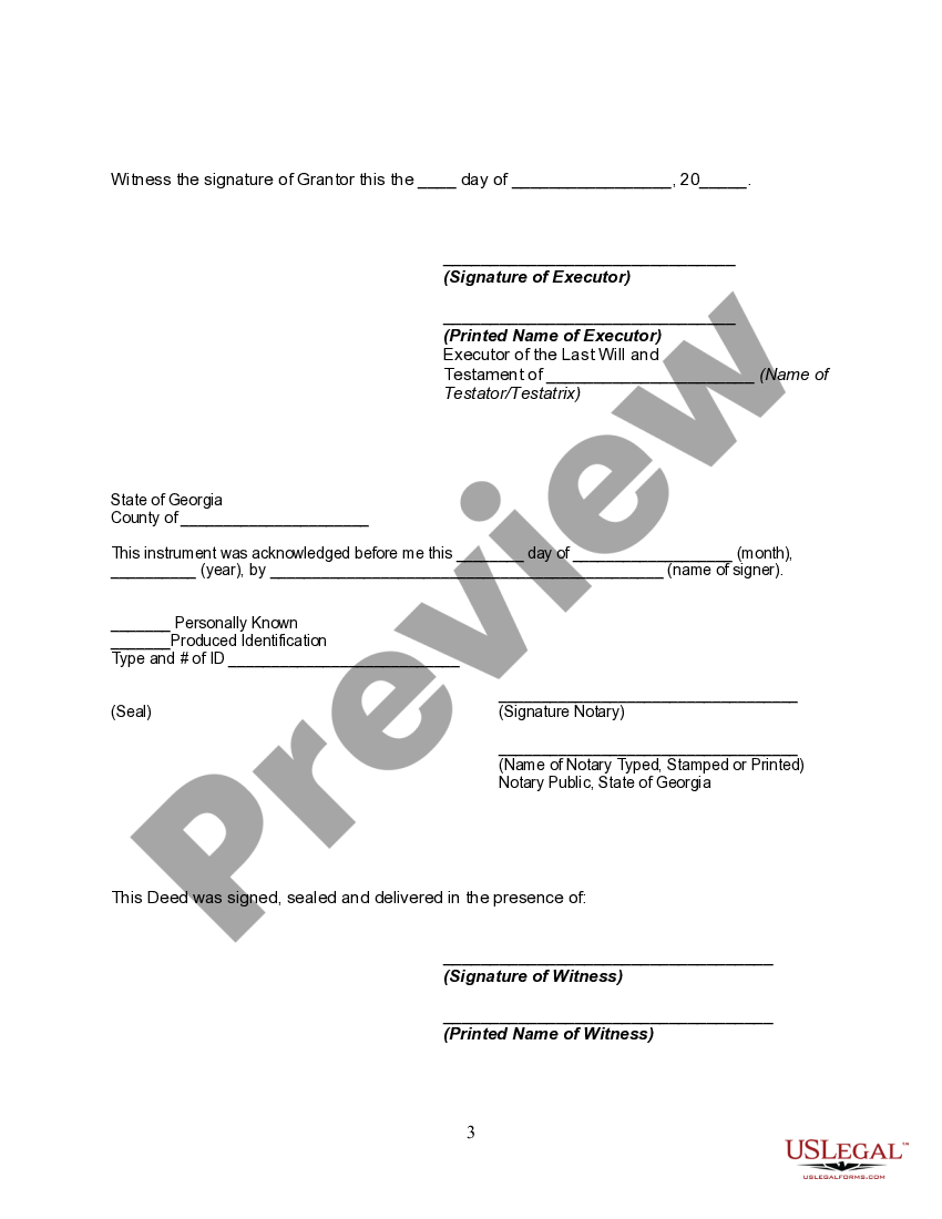 South Fulton Executors Deed with Life Estate and Conditions of