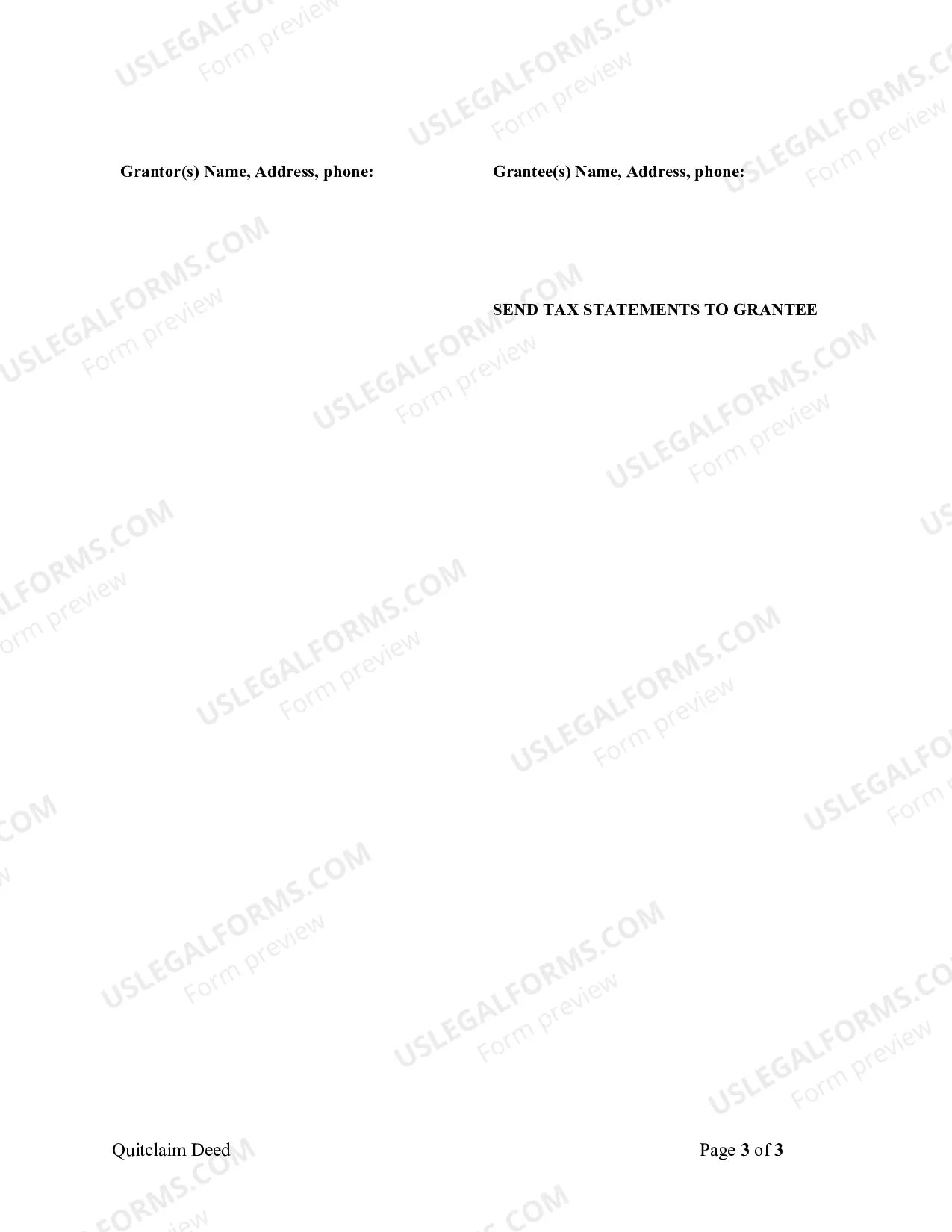 Preview Quitclaim Deed from Individual to Corporation