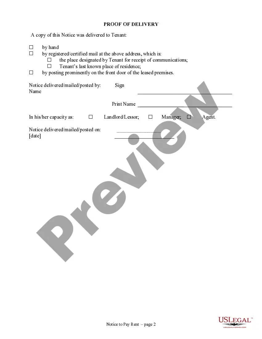 Preview 7 Day Notice to Pay Rent - Residential