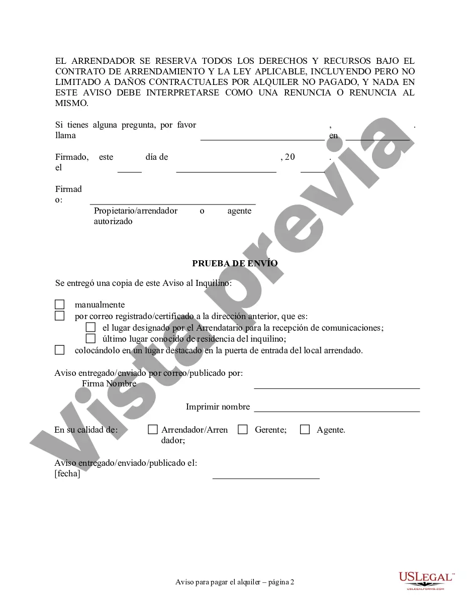 Preview Aviso de 7 días para pagar el alquiler - No residencial