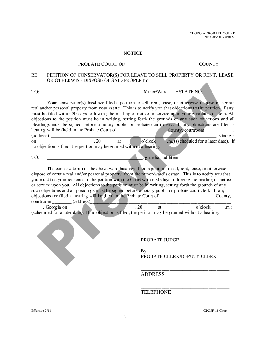 South Fulton Georgia Petition of Conservator for Leave to Sell Property ...