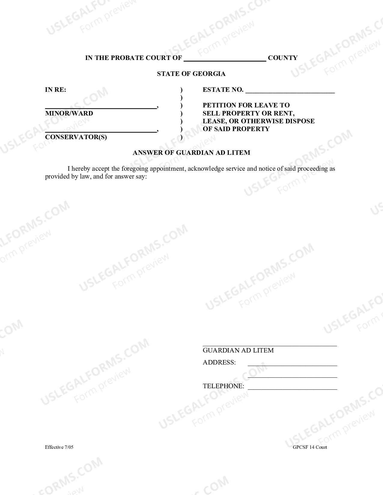 Preview Court Forms for the Petition of Conservator for Leave to Sell Property or Rent, Lease, or Otherwise Dispose of Property