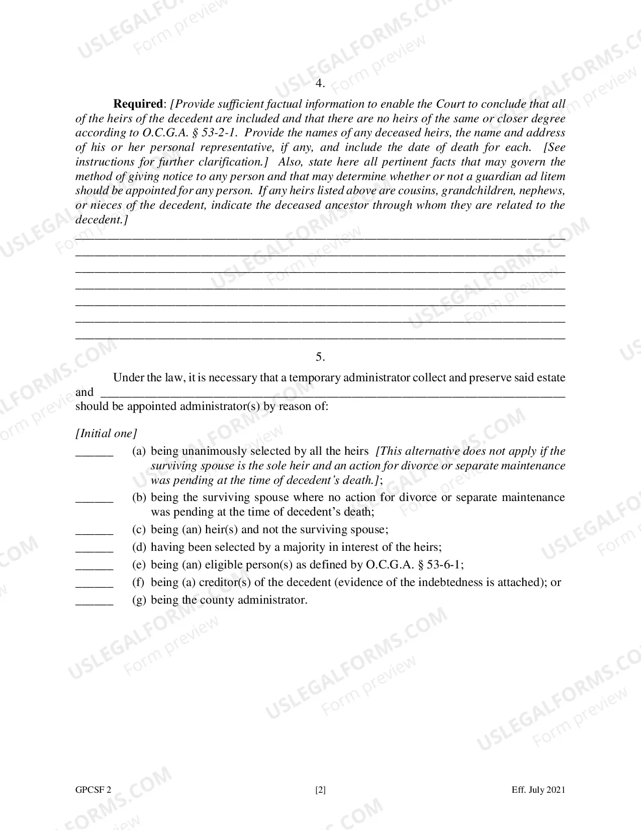 Preview Petition for Temporary Letters of Administration