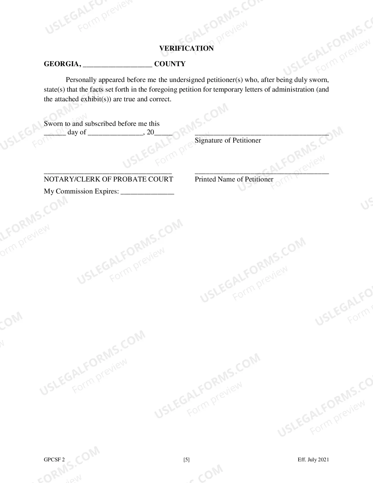 Preview Petition for Temporary Letters of Administration