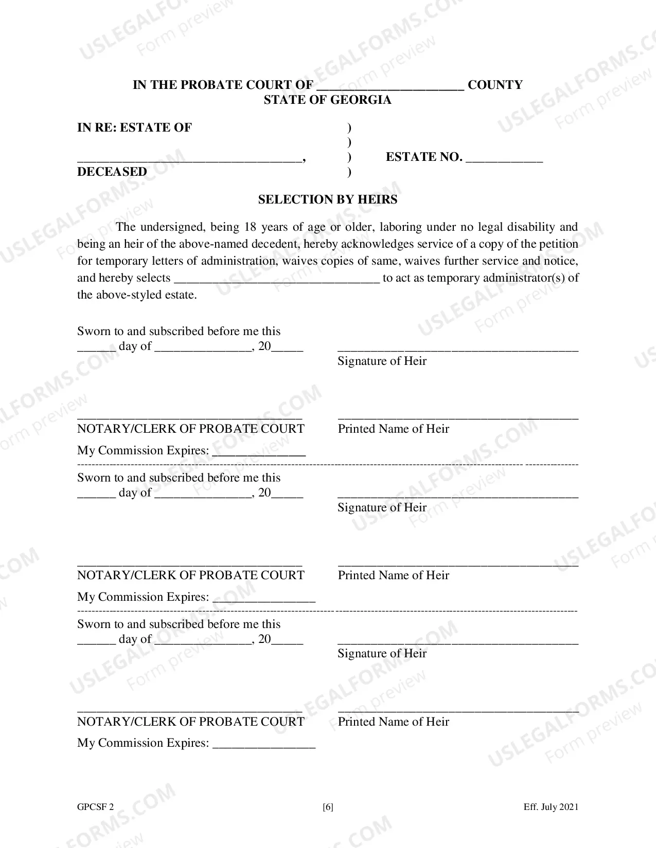 Preview Petition for Temporary Letters of Administration