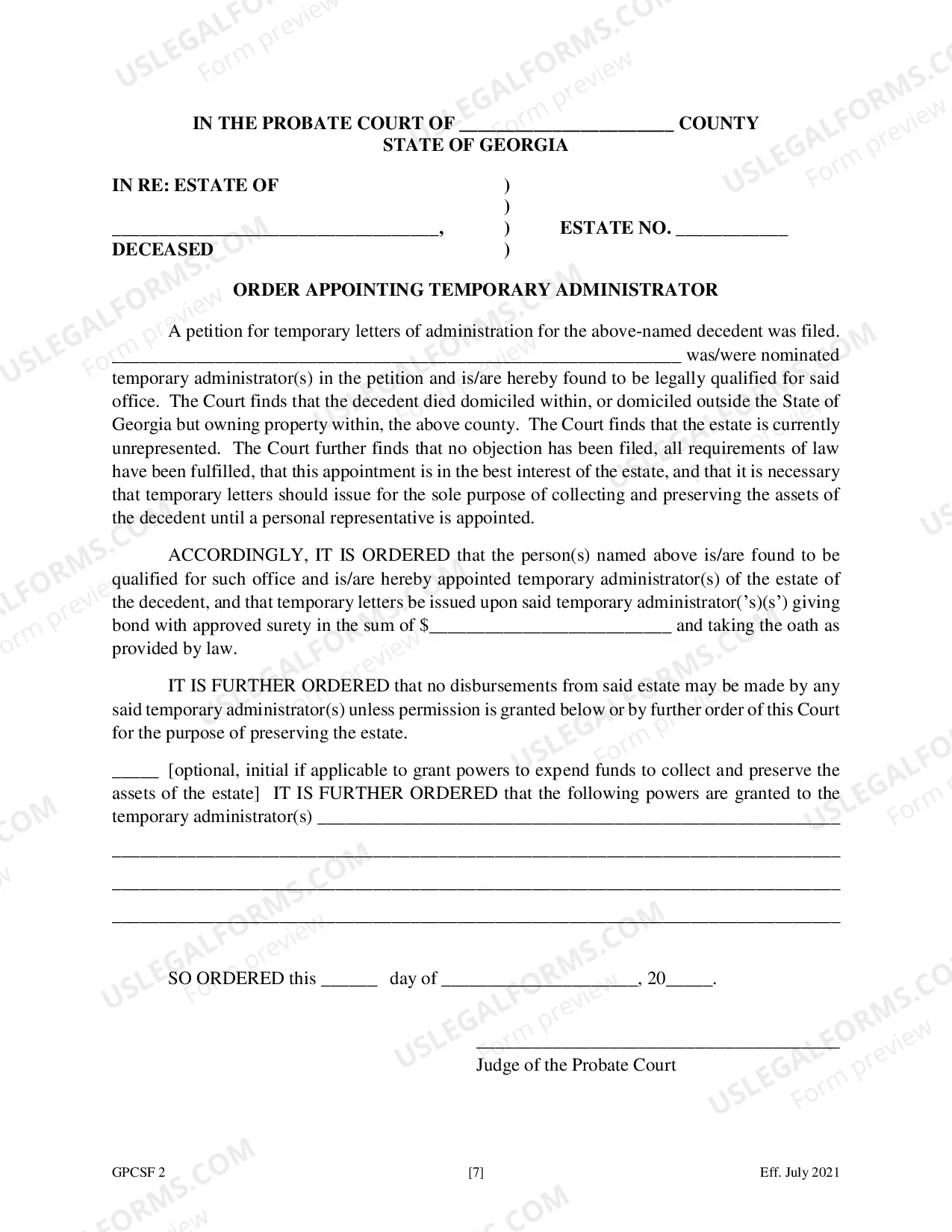 Preview Petition for Temporary Letters of Administration